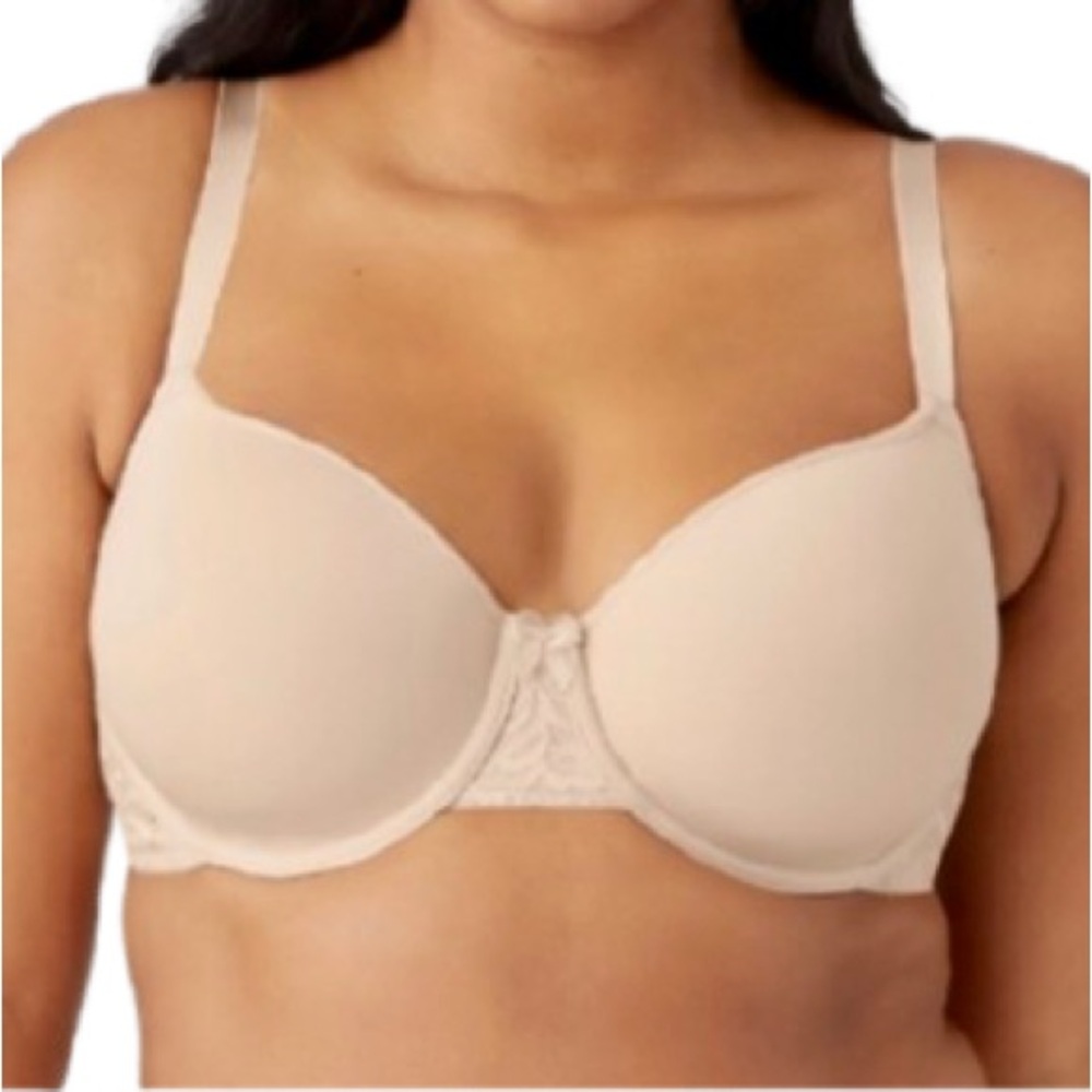 Wacoal Womens Nude Beige Underwire T-Shirt Bra Lace Sides 38D Full Cover 853166